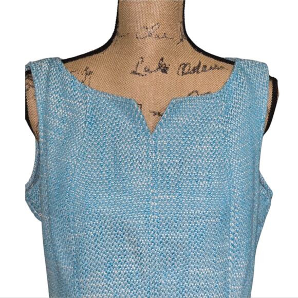 Talbots Blue Tweed Sleeveless Sheath Dress Size 14 P Petite - Picture 4 of 9